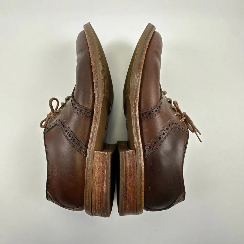 Johnston‎ And Murphy Brogue Brown Leather Oxford Lace Up Vibram USA Mens 8.5 M